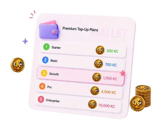 Kollabary Financial Ecosystem showing K-Coin wallet and transaction history